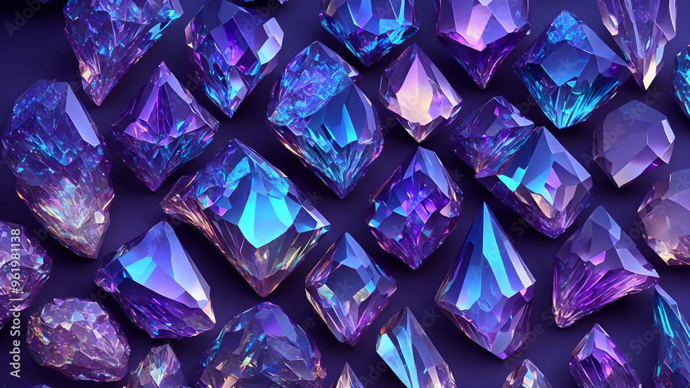 Iridescent crystals with vibrant refractions background 3d wallpaper Iridescent crystals with vibrant refractions background 3d wallpaper
