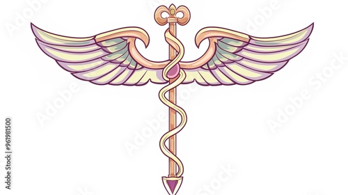 caduceus symbol in white background photo