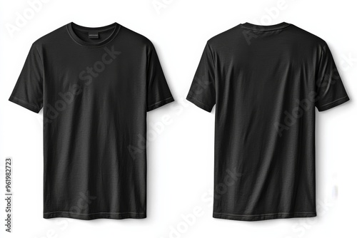 Black Tshirt Mockup Front and Back Isolated created with Generative AI