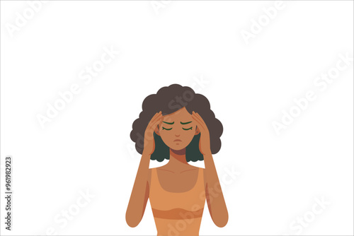 Vector a woman with her hand on her head and her head is crying. Vector Illustration