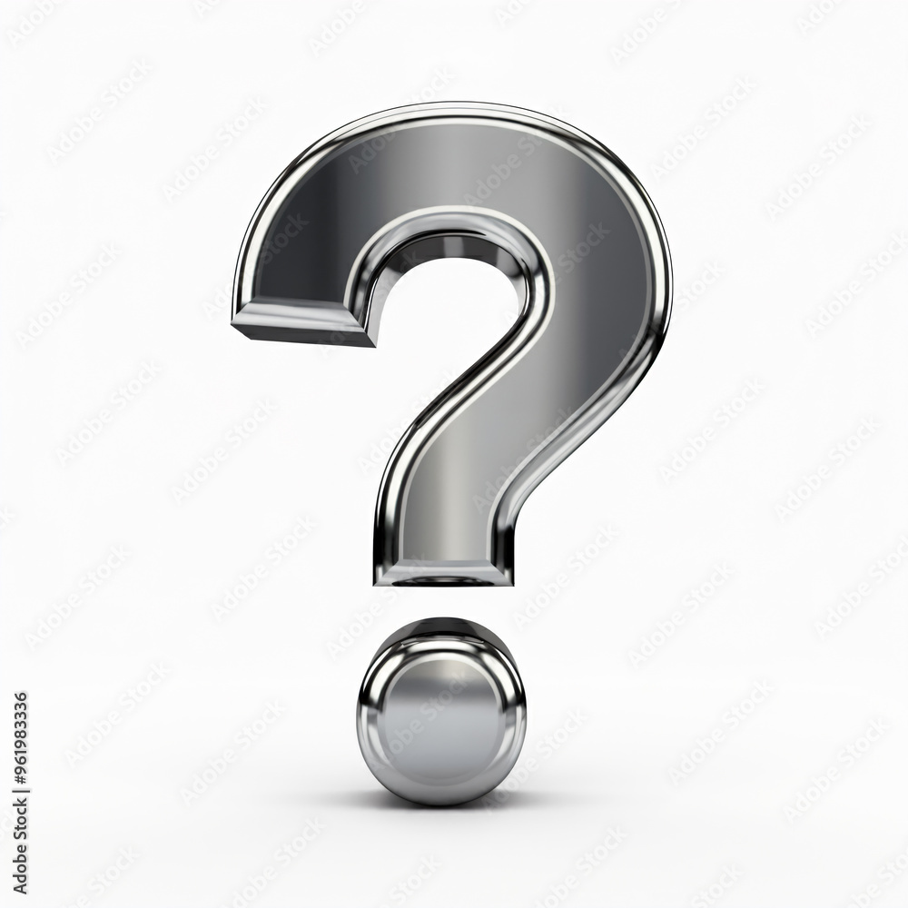 3D question mark rendering shining symbol isolated in white background 3D question mark rendering shining symbol isolated in white background