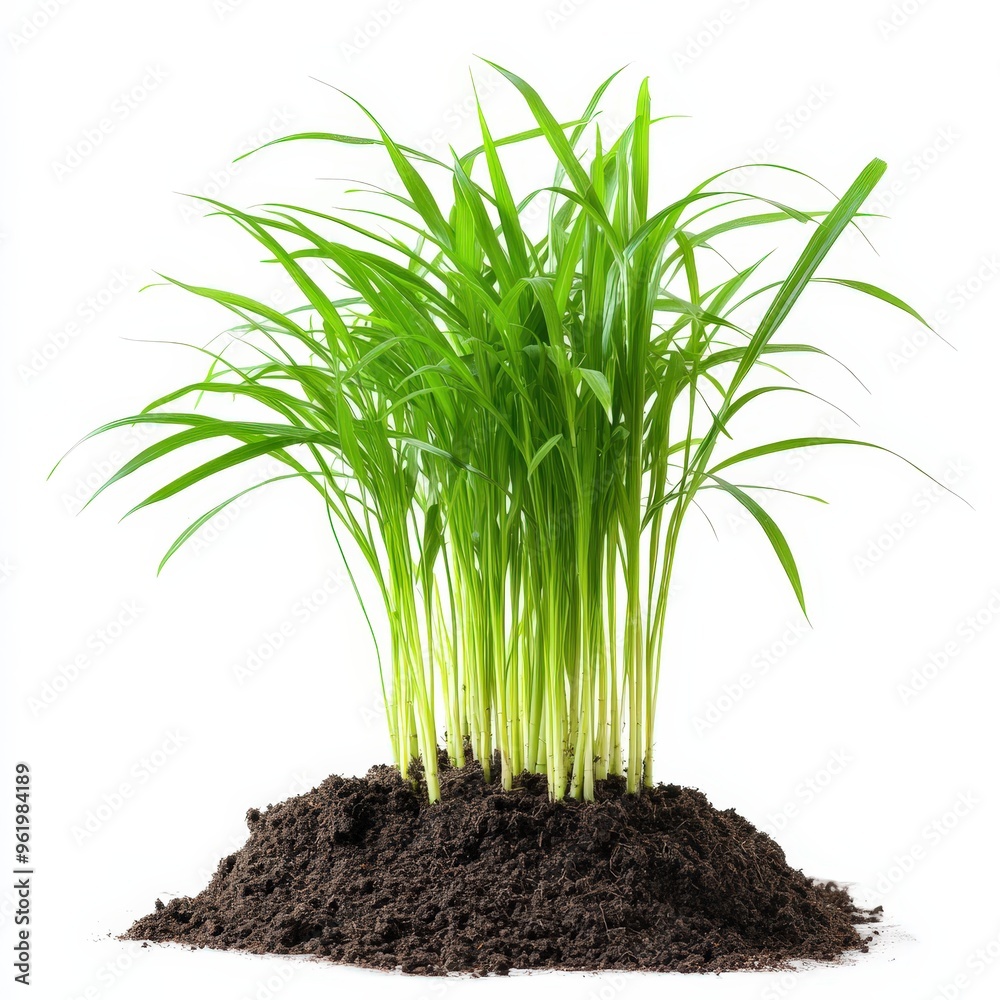 Green Grass Shoots Growing in Soil. Green Grass Shoots Growing in Soil.
