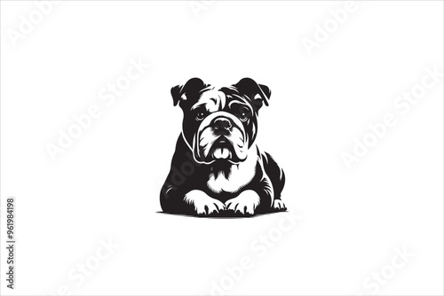 Bulldog silhouette vector isolated. Bulldog Vector. Bulldog vesctor illustration.