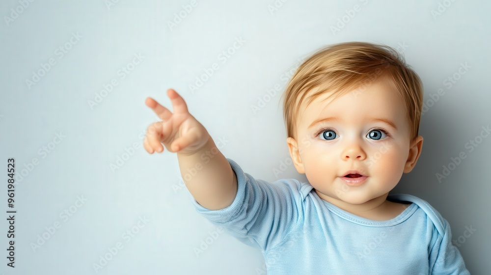 Cute baby boy pointing with copy space. Cute baby boy pointing with copy space.