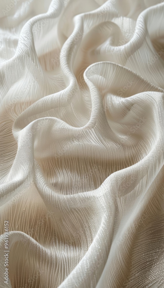 Elegant White Fabric Texture Background Featuring Soft Folds and Subtle Lighting in a Serene Setting Elegant White Fabric Texture Background Featuring Soft Folds and Subtle Lighting in a Serene Setting