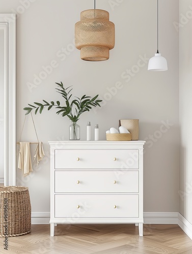 Minimalist interior decor Foyer dressers and shelves