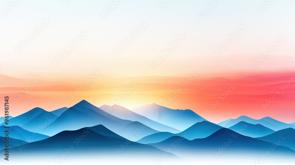 Fototapeta premium Abstract Mountain Landscape at Sunset.