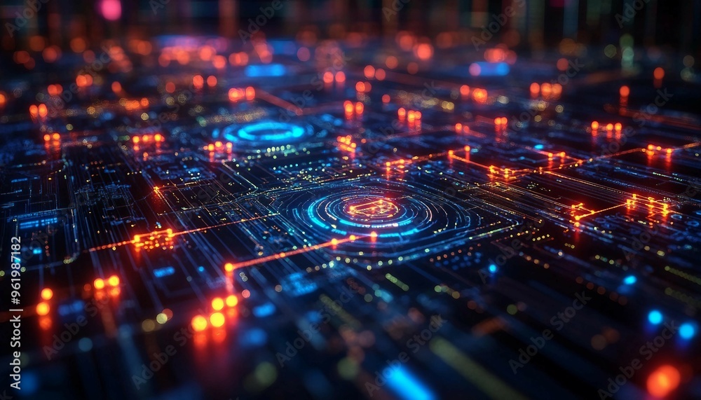 BPM Integration in a Digital Ecosystem, digital cityscape with various skyscrapers representing different business functions, BPM Integration in a Digital Ecosystem, digital cityscape with various skyscrapers representing different business functions,