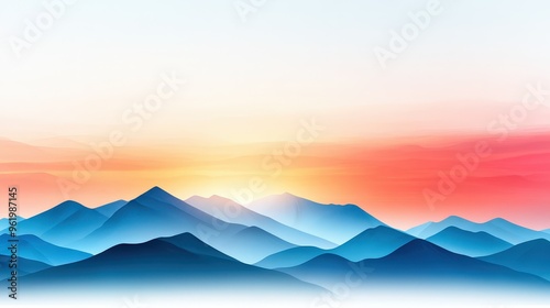 Abstract Mountain Landscape at Sunset.