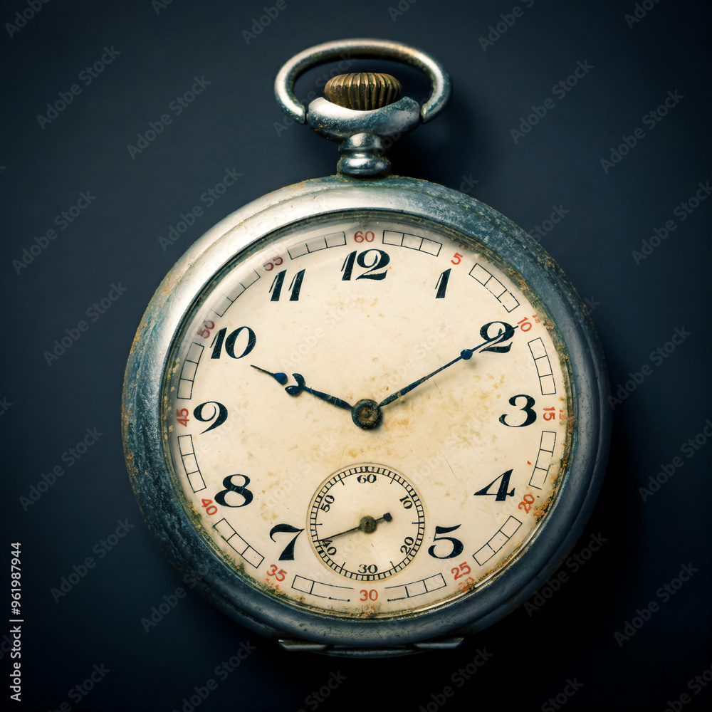 Antique pocket watch isolated on dark background with intricate vintage detailing Antique pocket watch isolated on dark background with intricate vintage detailing