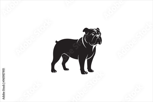 Bulldog silhouette vector isolated. Bulldog Vector set. Bulldog vesctor illustration.