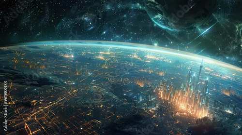 Futuristic Cityscape from Space