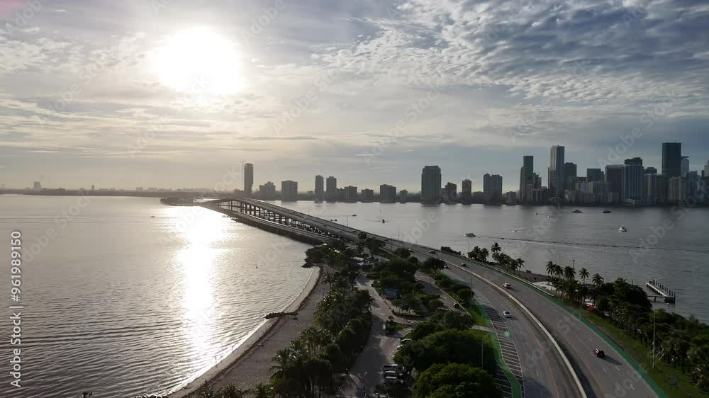 Aerial video over the view of Miami Beach, Miami, Florida, USA Aerial video over the view of Miami Beach, Miami, Florida, USA
