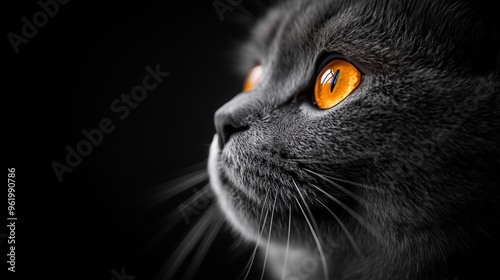 Pedigree cat with orange eyes