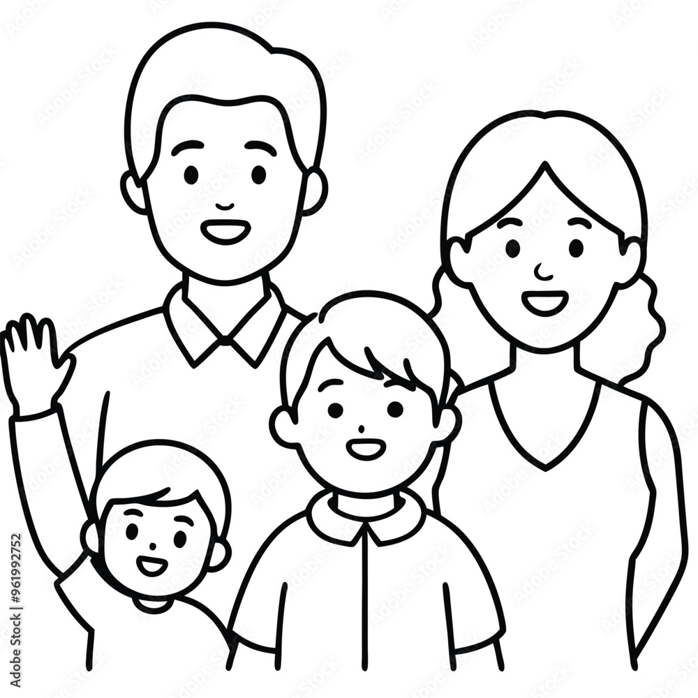 Character happy family greeting say Hi Hello Character happy family greeting say Hi Hello
