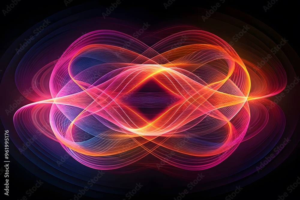 Abstract neon art with twisting lines in shades of pink and orange. Stunning artwork on a black background. abstract modern colorful neon background Abstract neon art with twisting lines in shades of pink and orange. Stunning artwork on a black background. abstract modern colorful neon background