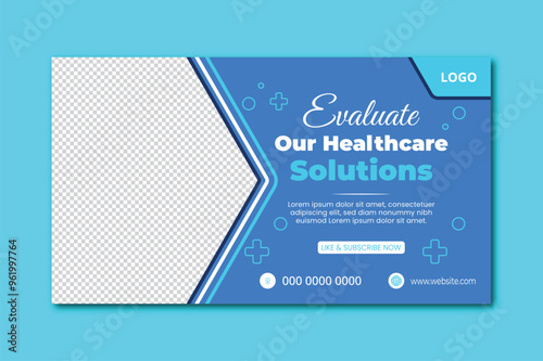 Medical healthcare youtube thumbnail and web banner template.Editable video thumbnail template