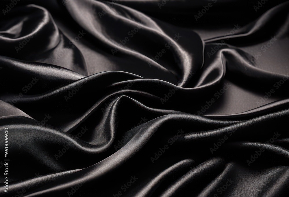 Fototapeta premium luxurious black fabric draped smoothly across surface showcasing rich texture elegance, luxury, elegant, cloth, design, textile, sheen, backdrop, material