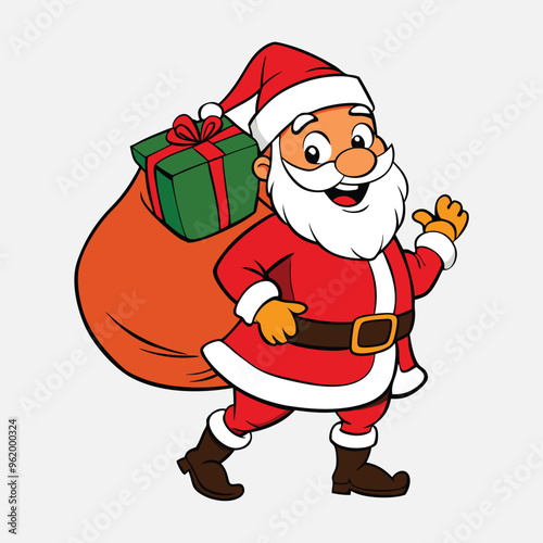 santa claus with gifts vector illustration