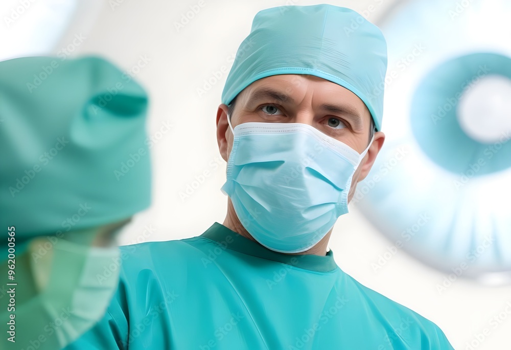 Closeup Portrait of Surgeon Wearing Medical Mask Closeup Portrait of Surgeon Wearing Medical Mask