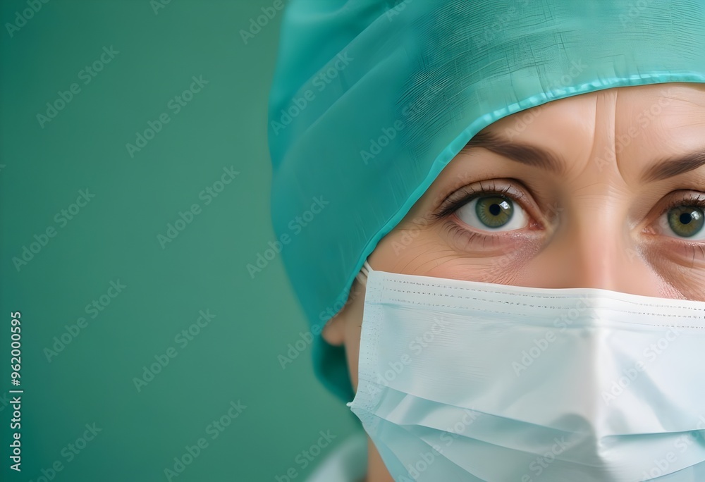 Closeup Portrait of Surgeon Wearing Medical Mask Closeup Portrait of Surgeon Wearing Medical Mask