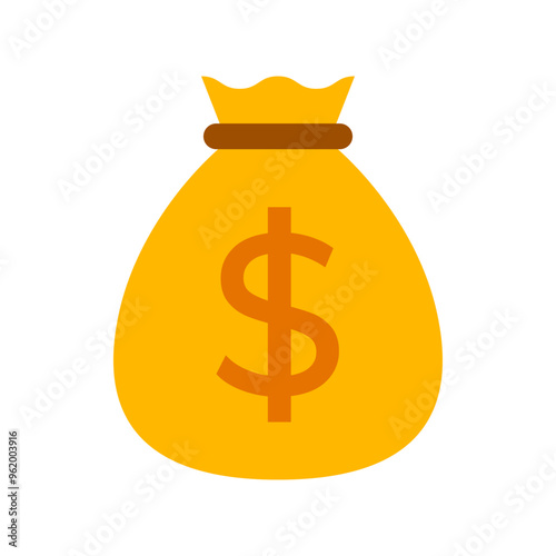 Vector isolated yellow money bag icon