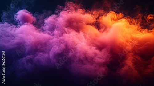 purple smoke erupts from a dark, mysterious void, symbolizing power, transformation, and the unknown. The image evokes energy, mysticism, and creative potential emerging from emptiness photo