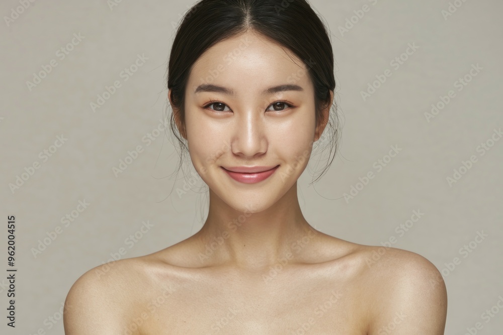 Beautiful woman portrait. Portrait of a young woman with flawless skin, smiling gently, conveying happiness and confidence. Beautiful woman portrait. Portrait of a young woman with flawless skin, smiling gently, conveying happiness and confidence.