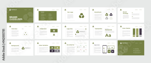 Brand Guidelines Poster Layout Set. Minimal Brand Guideline Template. Brand Identity presentation. Vector illustration