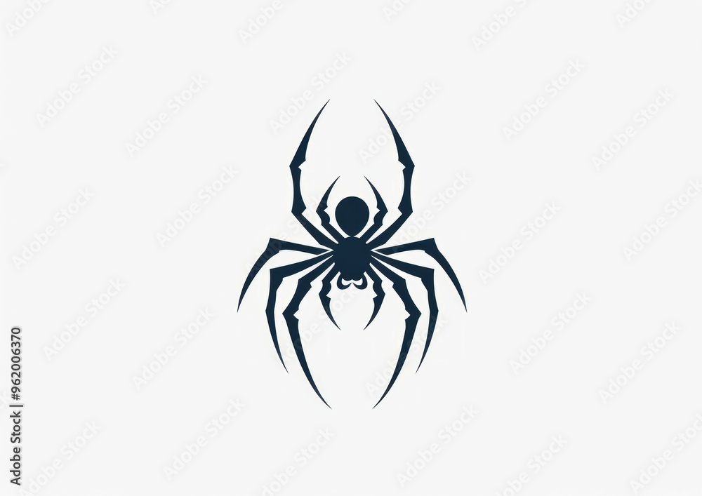 Black isolated spider logo. Scary and dangerous spider with big paws. Black isolated spider logo. Scary and dangerous spider with big paws.