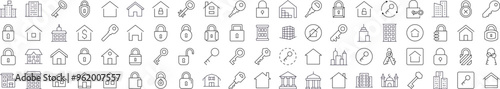 House and Real Estate Line Icon Bundle. Editable Stroke. Minimalistic Linear Pictogram for Design of Cards, Apps, Banners, Posts