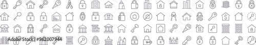 Simple Linear Icon of House and Real Estate. Editable Stroke. Minimalistic Linear Pictogram for Design of Cards, Apps, Banners, Posts