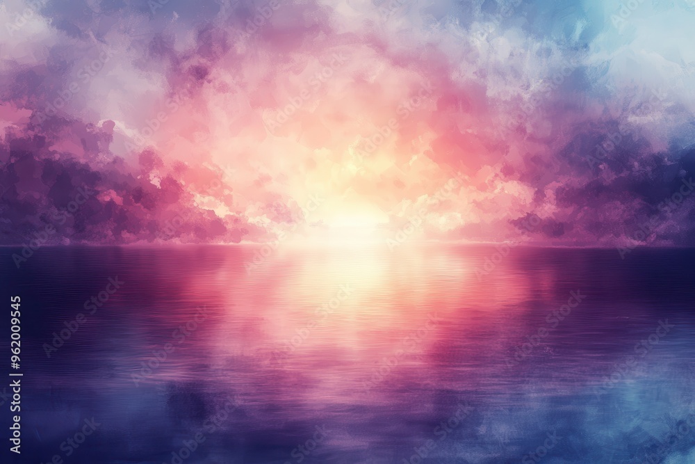 A Pink and Blue Sunset Reflecting on a Calm Sea A Pink and Blue Sunset Reflecting on a Calm Sea