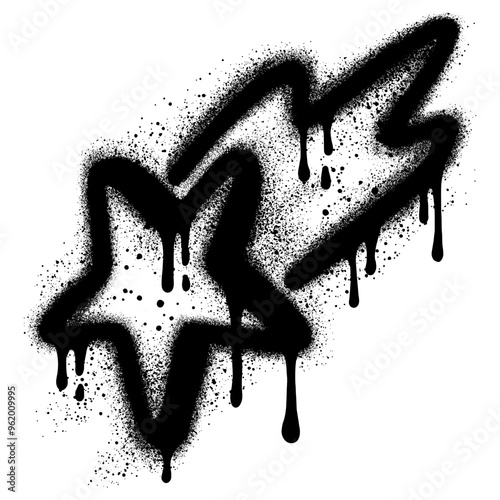 Star graffiti with black spray paint. vector illustration.