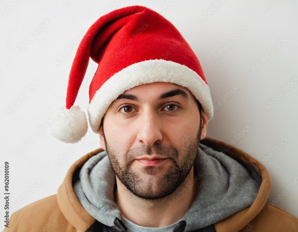 portrait of a man in Santa hat portrait of a man in Santa hat