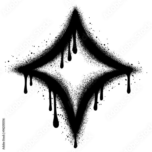 Star graffiti with black spray paint. vector illustration.