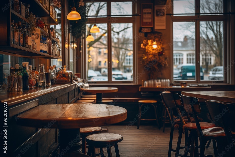 Interior of a empty cafe shop in London