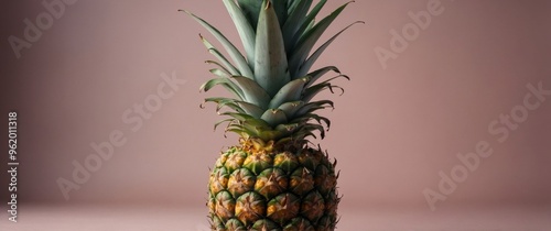 one pineapple on a solid color background. photo