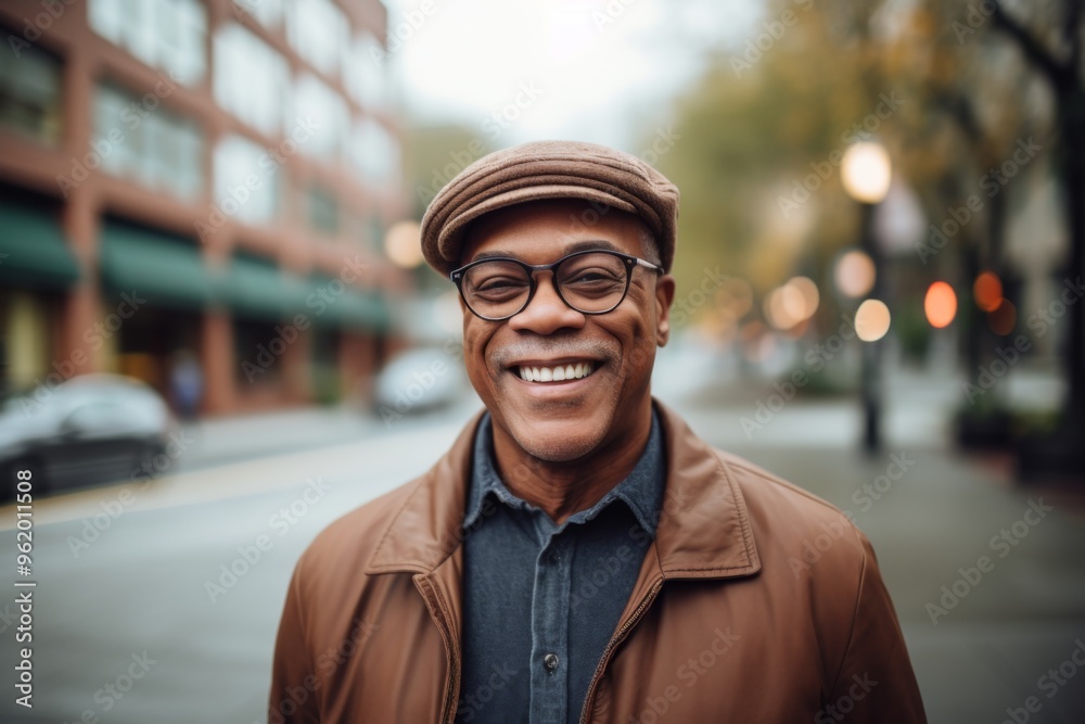 Fototapeta premium Portrait of a senior casual African American man in the city