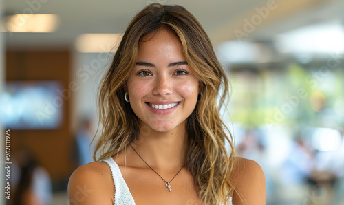Radiant Hispanic Entrepreneur Exuding Confidence at Vibrant Modern Office, Smiling Woman Businesswoman with Positive Attitude Ready for Success Free Download Radiant Hispanic Entrepreneur Exuding Confidence at Vibrant Modern Office, Smiling Woman Businesswoman with Positive Attitude Ready for Success - GFXLoad