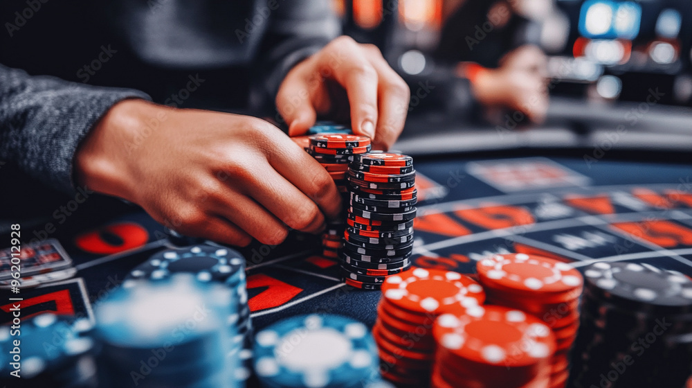 man's hands holding a stack of colorful poker chips, symbolizing risk, luck, gambling, and strategy. The vibrant colors suggest excitement, opportunity, and the thrill of chance man's hands holding a stack of colorful poker chips, symbolizing risk, luck, gambling, and strategy. The vibrant colors suggest excitement, opportunity, and the thrill of chance