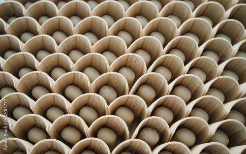 Wooden container pattern. Close-up of a wooden container with a repeating pattern, showing a subtle yet elegant design.