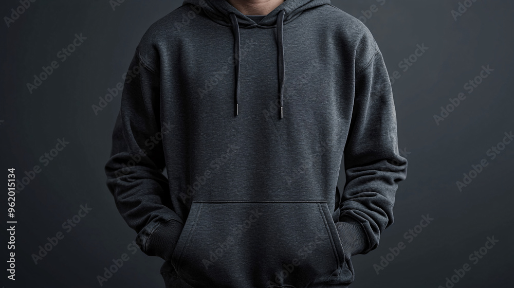 Charcoal Grey Hoodie with Classic Design and Front Pocket for Leisure and Relaxation Charcoal Grey Hoodie with Classic Design and Front Pocket for Leisure and Relaxation