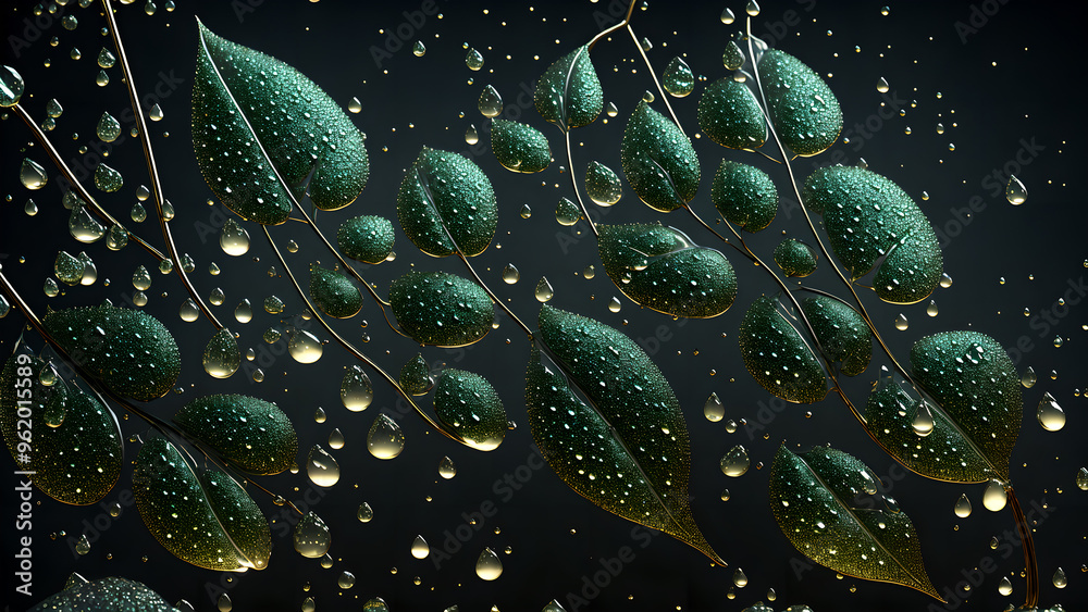 Water Droplets on a Leaf background 3d wallpaper Water Droplets on a Leaf background 3d wallpaper