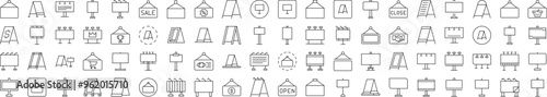 Sandwich Panel, Billboard, Signboard Line Icon Pack. Editable Stroke. Minimalistic Linear Pictogram for Design of Cards, Apps, Banners, Posts