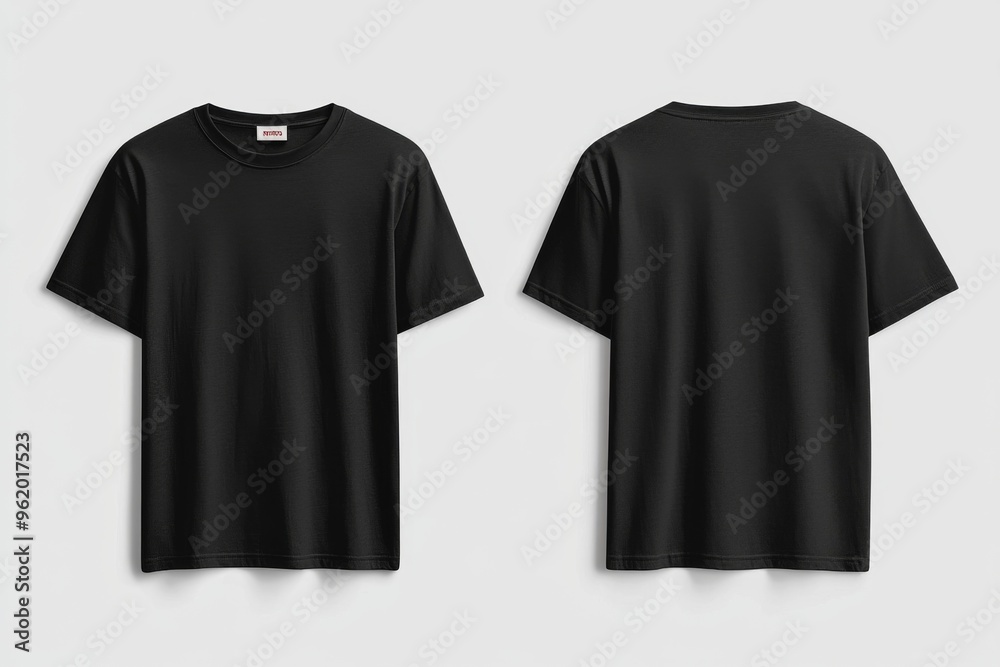 Black Tshirt Mockup Front and Back Isolated created with Generative AI