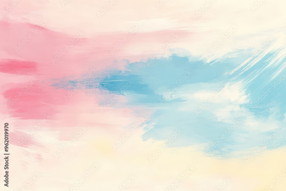 Abstract Painting with Pink, Blue, and Yellow Strokes