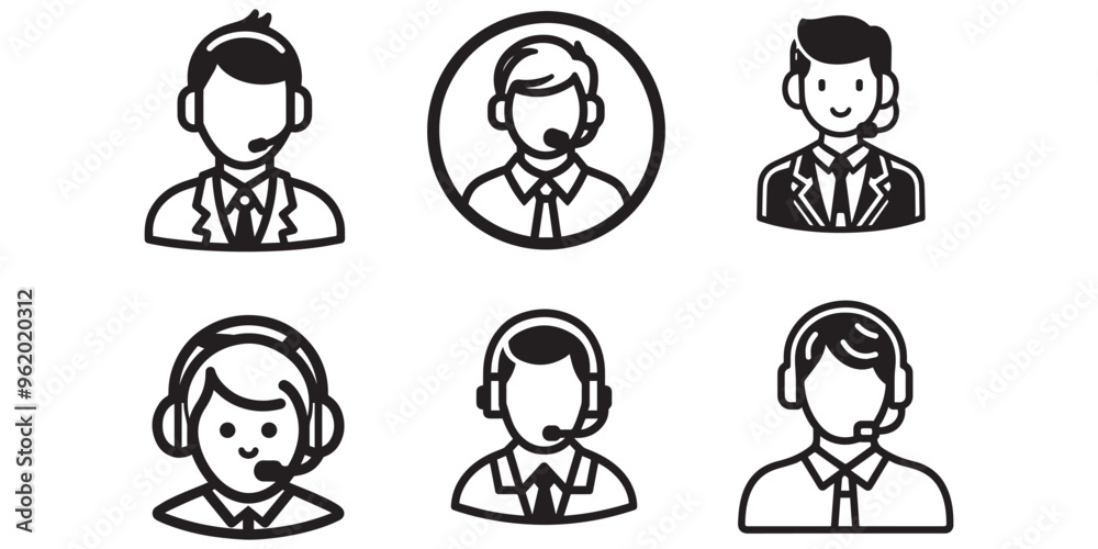 Call center operator avatar icon flat design Call center operator avatar icon flat design