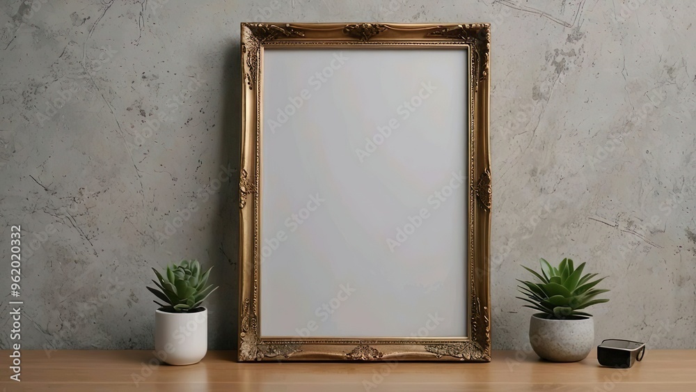 Empty photo frame on table Empty photo frame on table