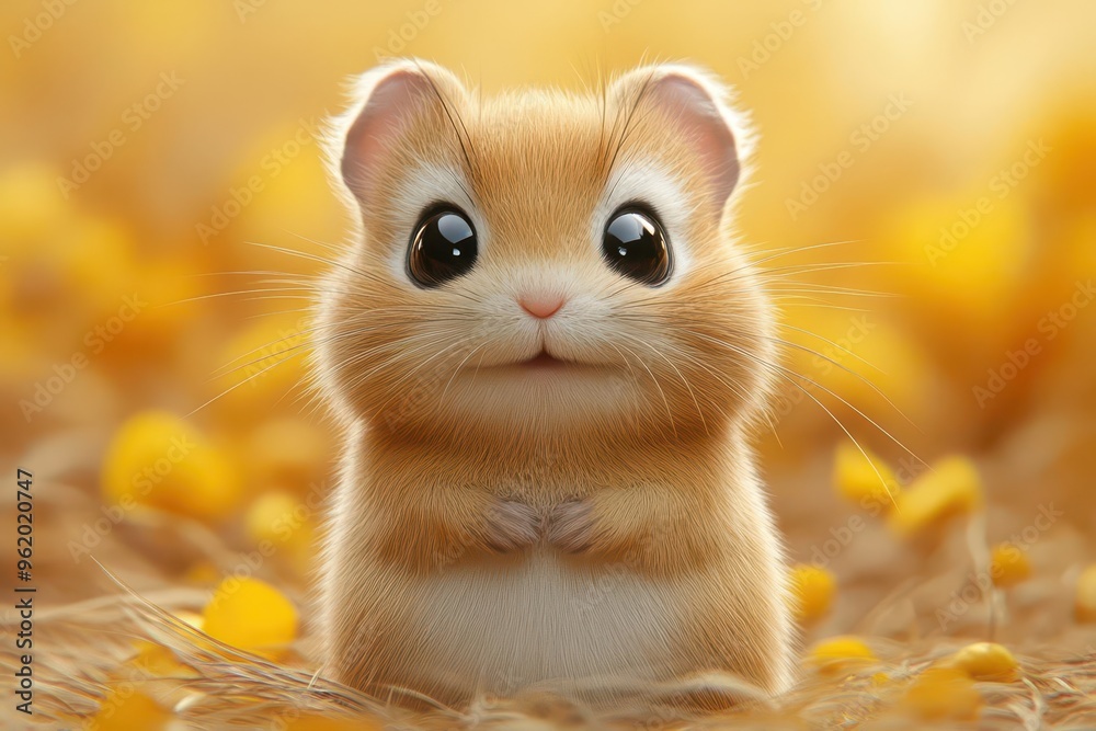 adorable 3d cartoon gerbil with oversized eyes and fluffy fur posed playfully against a pastelcolored simple background adorable 3d cartoon gerbil with oversized eyes and fluffy fur posed playfully against a pastelcolored simple background